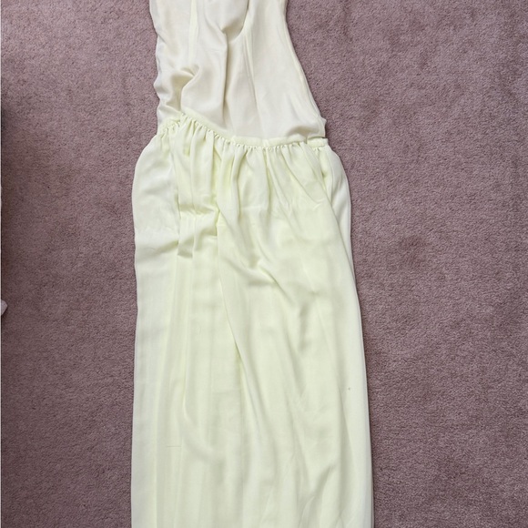 Peppermayo Strapless Maxi Dress in Pale Yellow with High Slit - Picture 2 of 3